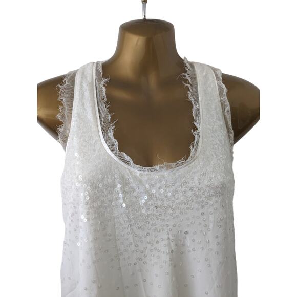 NWT Sz P Nicole Miller Collection Cream and Sequin Silk Dress - Picture 3 of 8